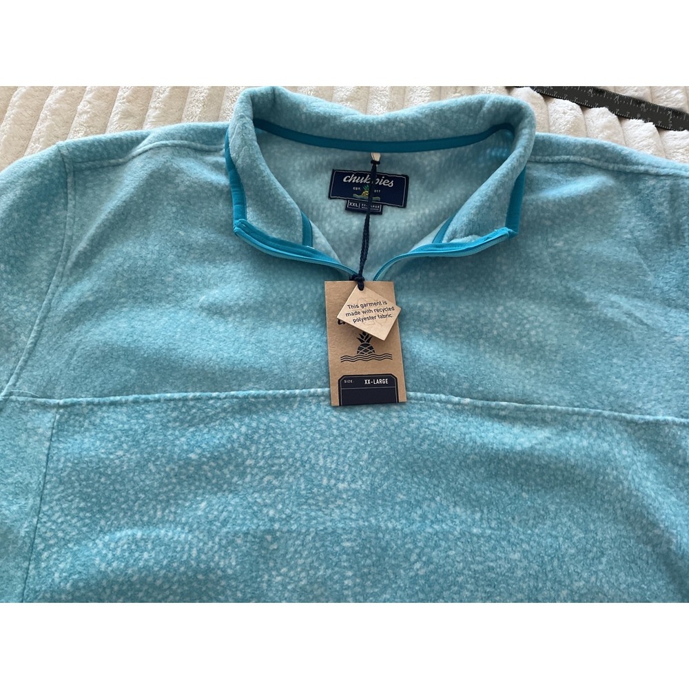 Chubbies Men's Aqua Speckled Fleece 1/4 Zip Pullover XX Large - Picture 2 of 8